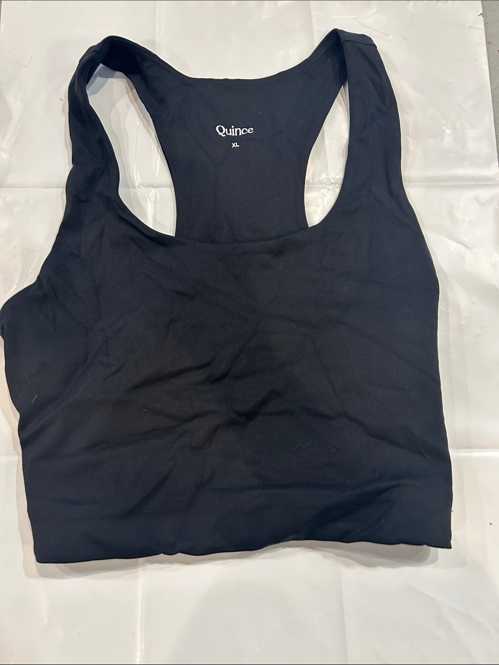 Quince Black Racerback Athletic Tank bra ultra form scoop neck longline bra